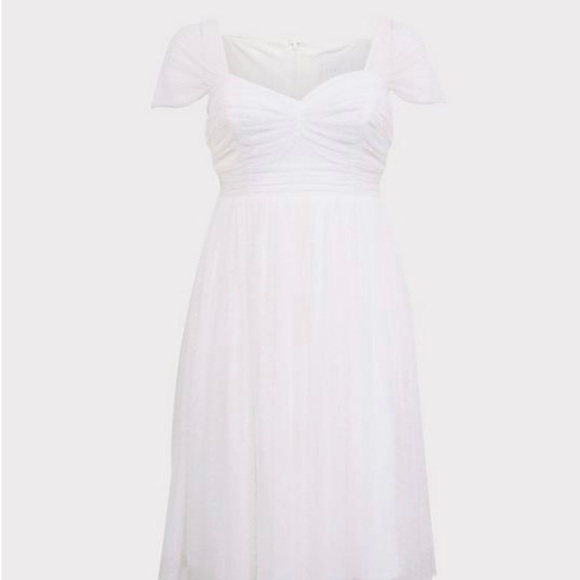 NWT torrid Special Occasion Ivory Dot Mesh Midi Skater Dress, size 18 - Picture 2 of 16